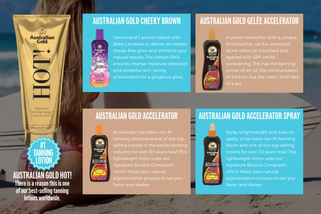 Shine tanning salons Australian gold products
